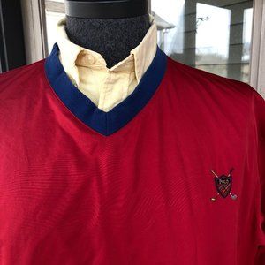 POLO Golf Ralph Lauren Vintage Red V Neck Golf Pull Over Windshirt - Sz LARGE